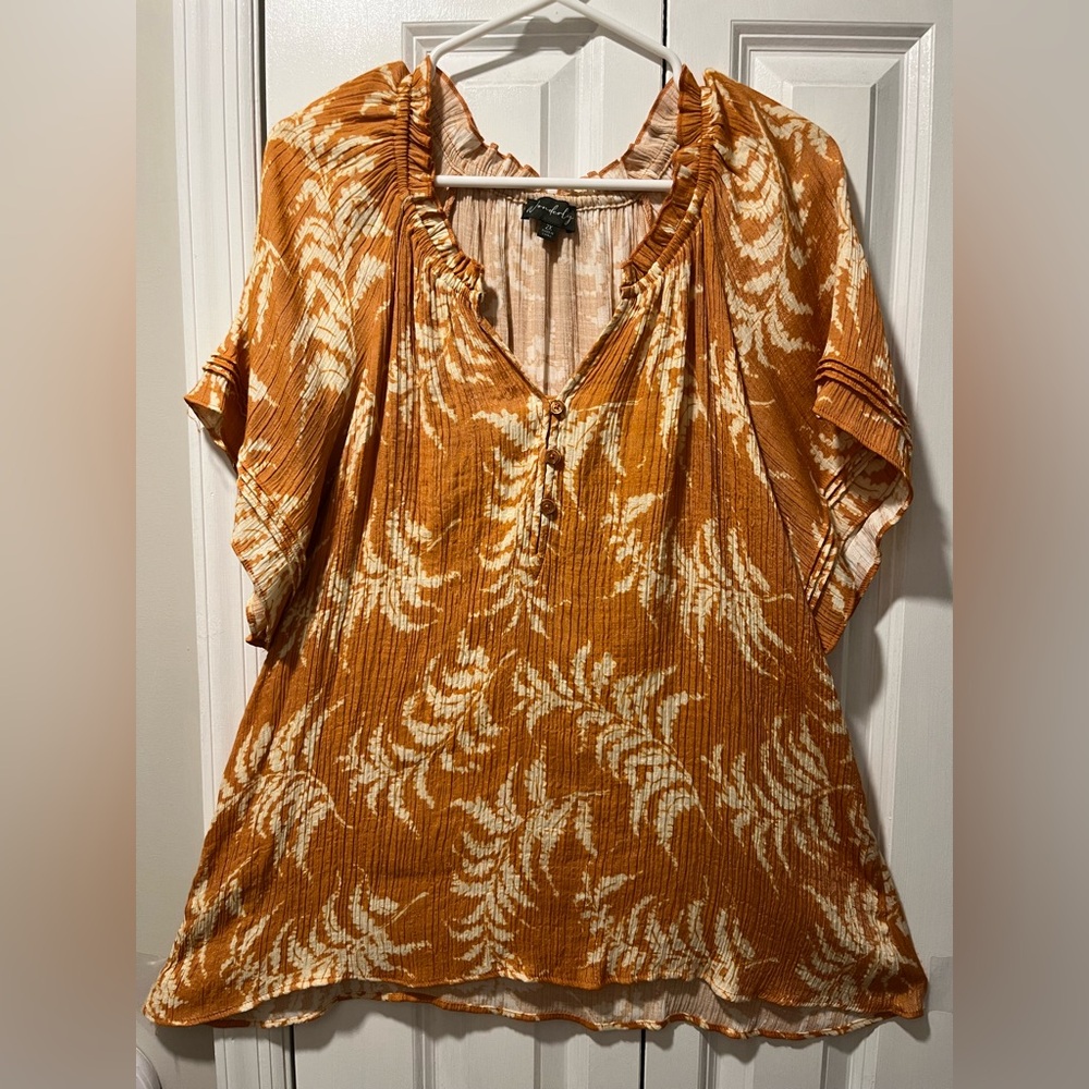 Golden V-Neck Flutter Sleeve Top